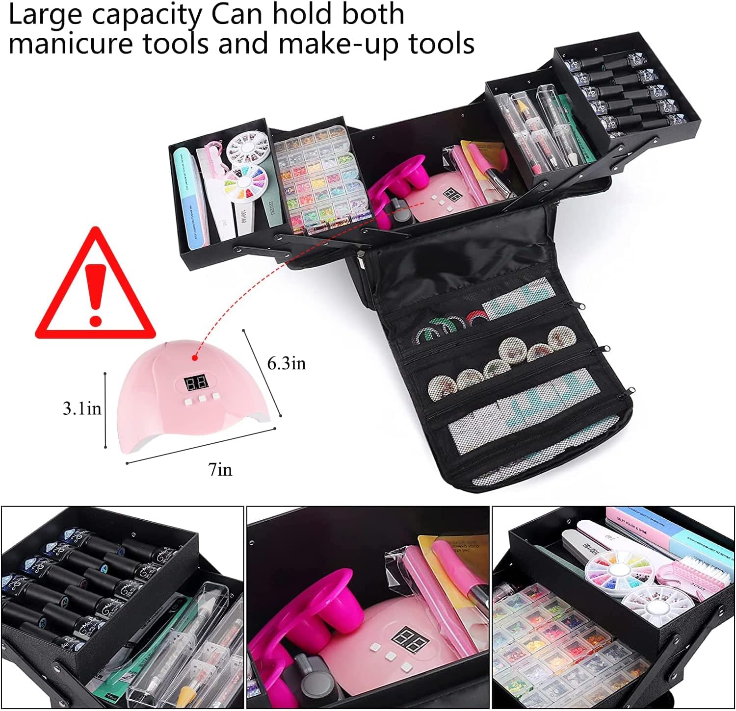 Professional Portable Folding Beauty Case Makeup Bag Cosmetics Box Travel Organizer