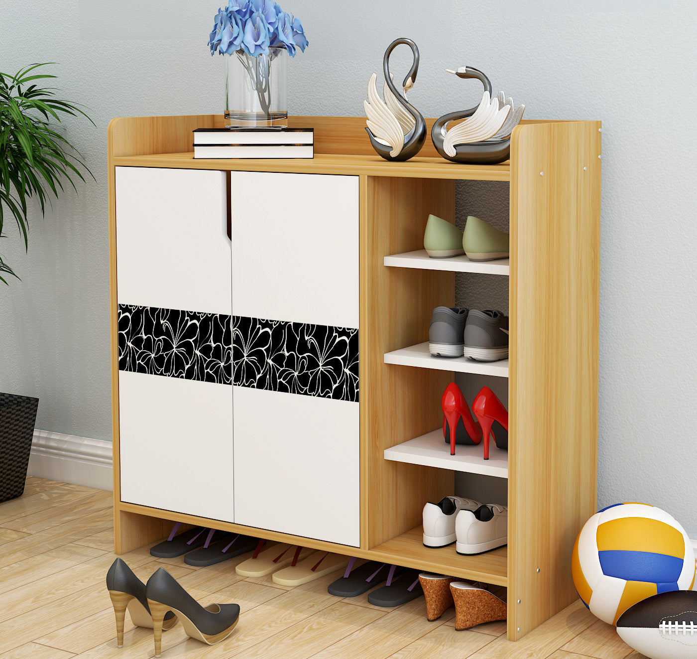 Avenue Deluxe Contemporary Wooden Shoe Storage Cabinet - grandhubs.shop