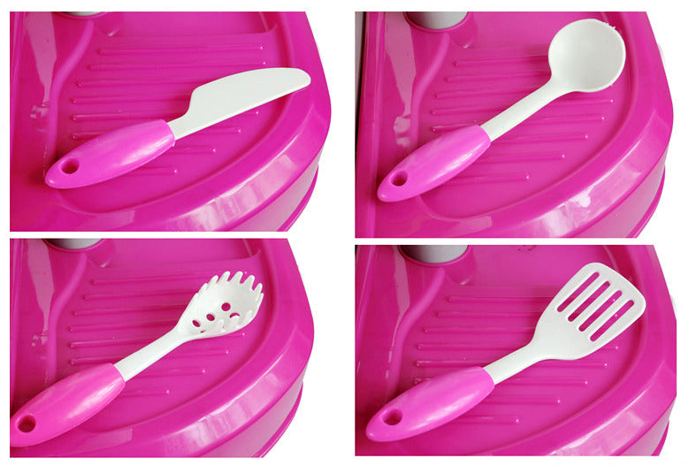 Kids Pretend Play Realistic Play Kitchen Toy Set with Lights & Sounds - Pink - grandhubs.shop