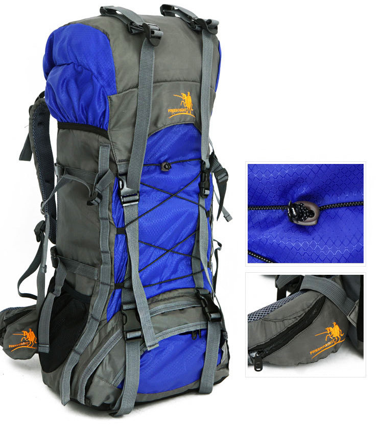 60L Large Durable Hiking Backpack Travel Bag (Blue) - grandhubs.shop