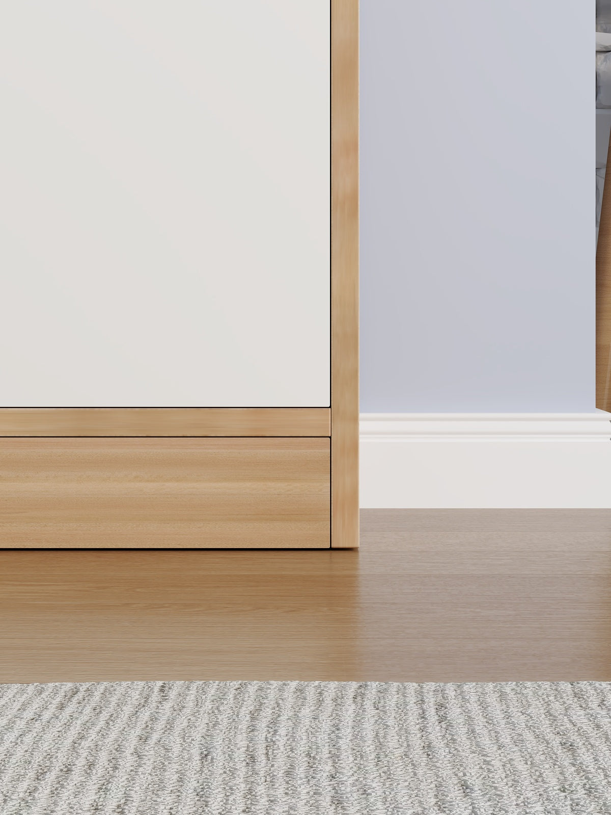 Elements 4-Door Double Buffet Shoe Storage Cabinet (Oak & White) - grandhubs.shop