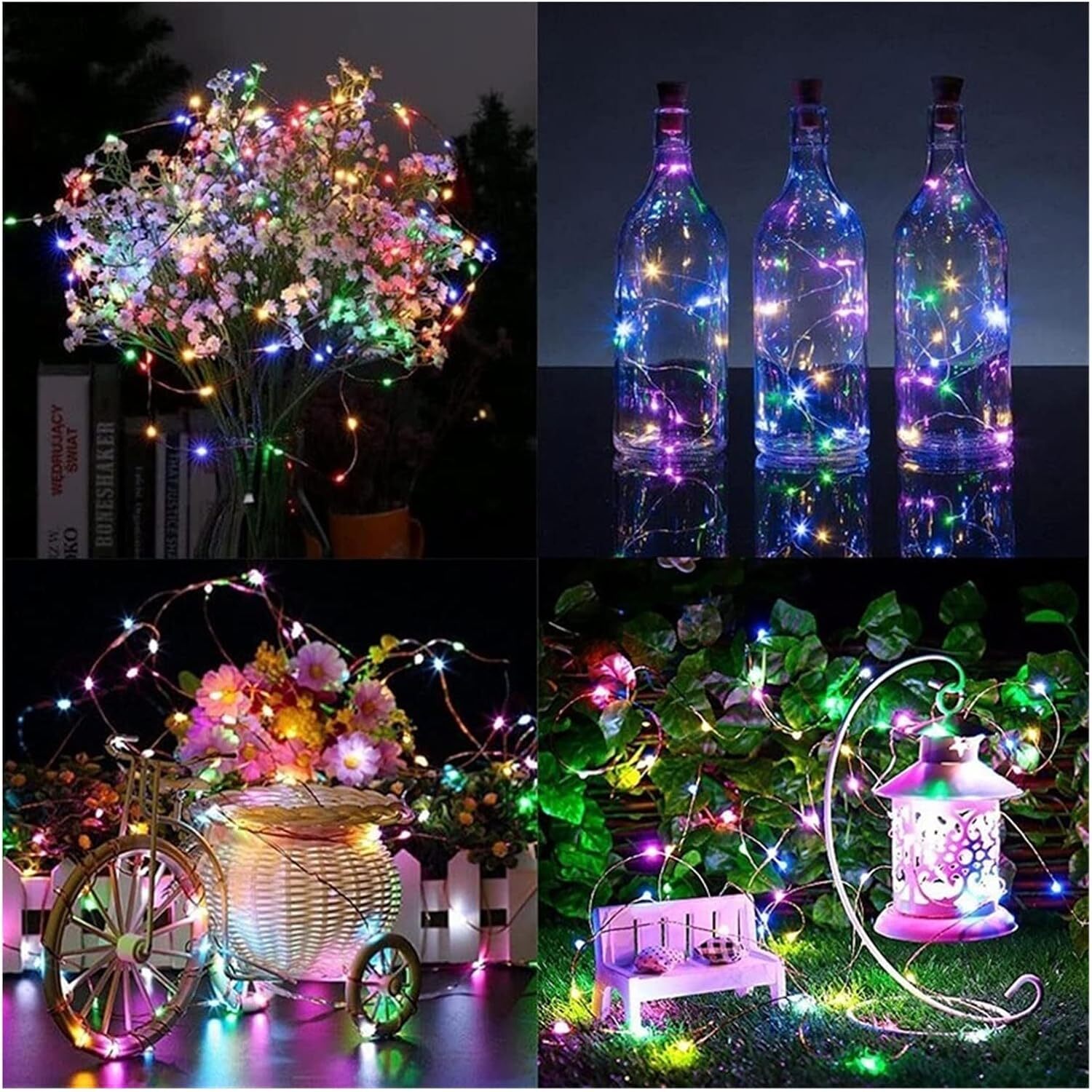 12m 100 LED Solar Powered Multicolour Fairy String Lights Rechargeable Garden Patio Decor - grandhubs.shop