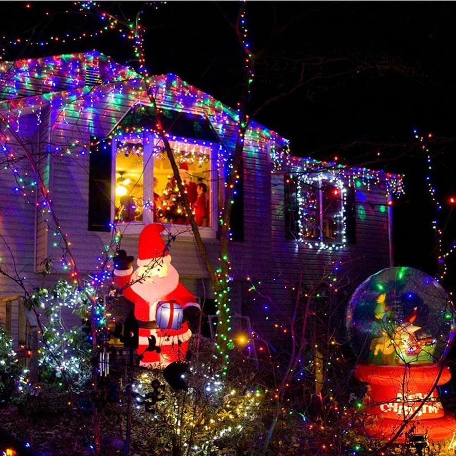 12m 100 LED Solar Powered Multicolour Fairy String Lights Rechargeable Garden Patio Decor - grandhubs.shop