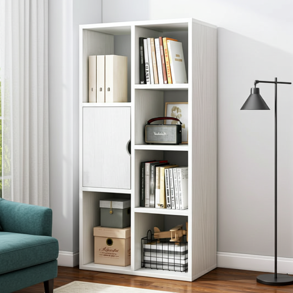 Aura Organizer Bookcase Storage Display Shelf Cabinet Closet (White)