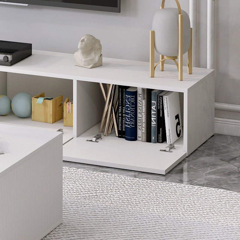 2-Piece Set Lusso Designer Wooden Coffee Table & 2m TV Cabinet (White) - grandhubs.shop