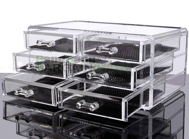 6-Drawer Crystal Clear Acrylic Cosmetic Makeup Display Organizer Jewellery Box - grandhubs.shop
