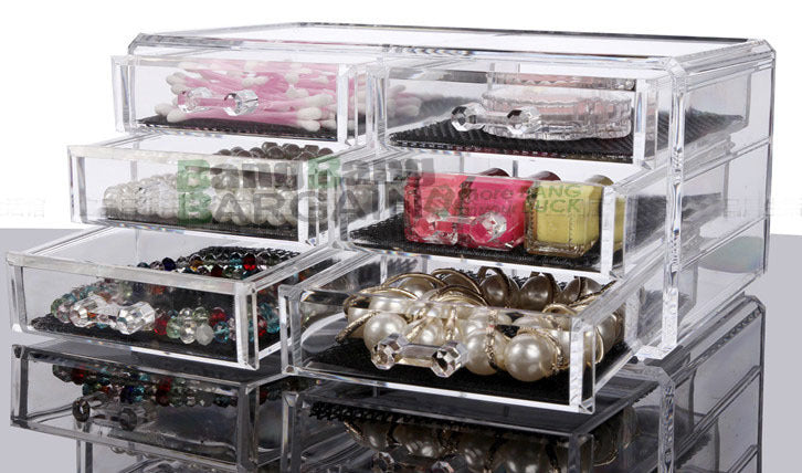 6-Drawer Crystal Clear Acrylic Cosmetic Makeup Display Organizer Jewellery Box - grandhubs.shop