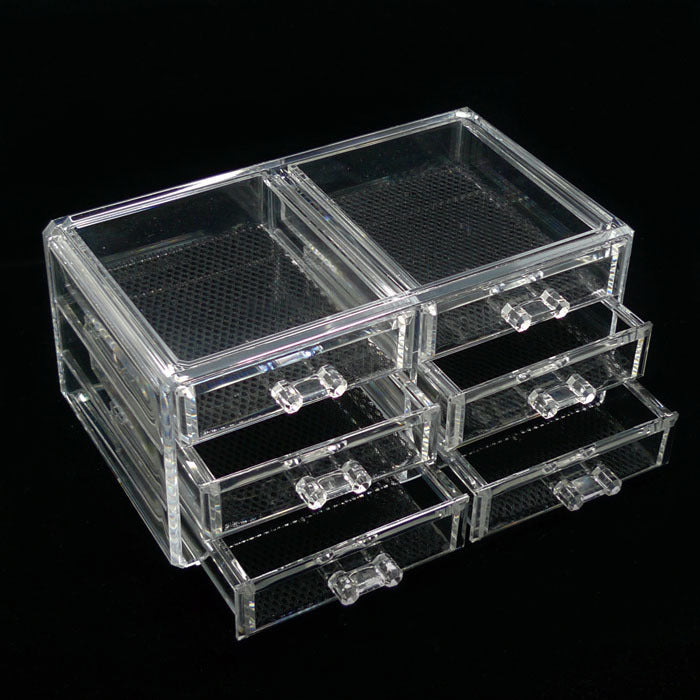 6-Drawer Crystal Clear Acrylic Cosmetic Makeup Display Organizer Jewellery Box - grandhubs.shop