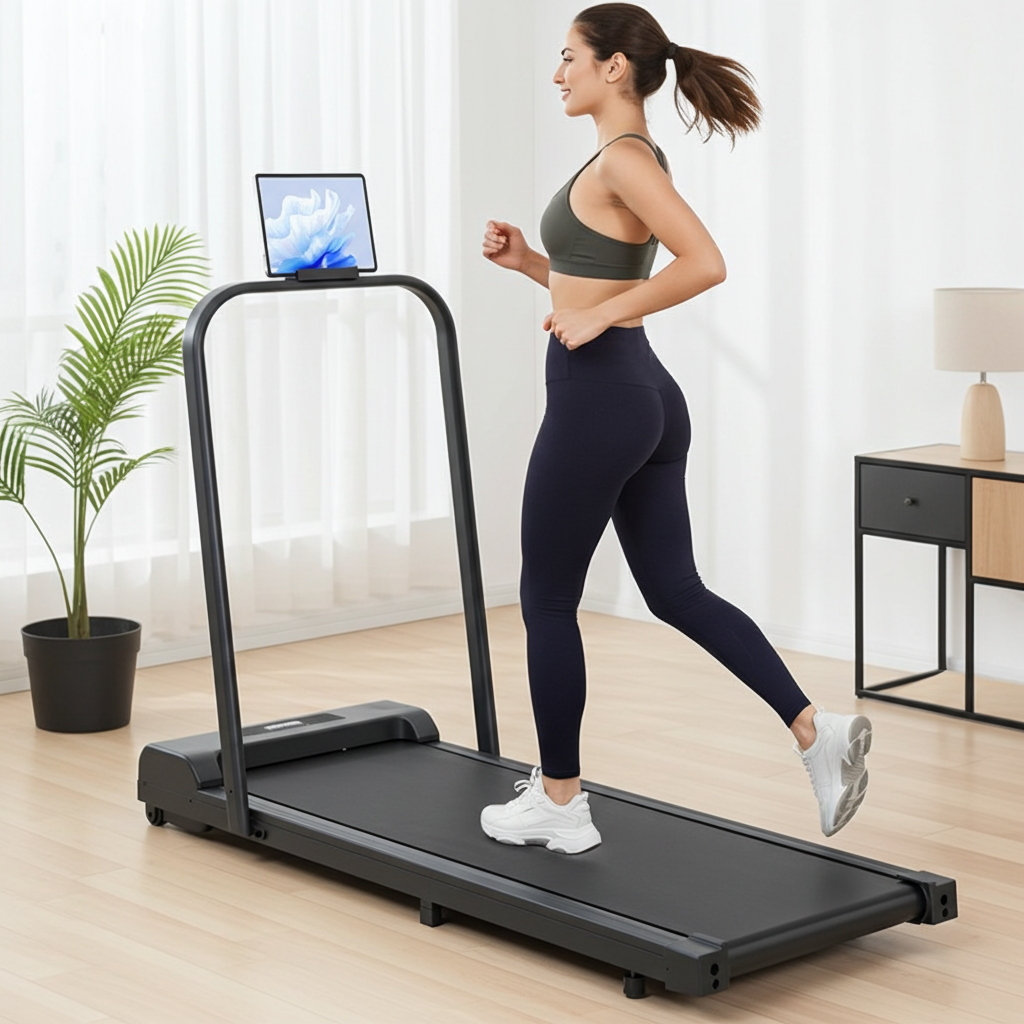 2-in-1 Fitness Foldable Electric Treadmill Space-Saving Machine Walking Running Pad