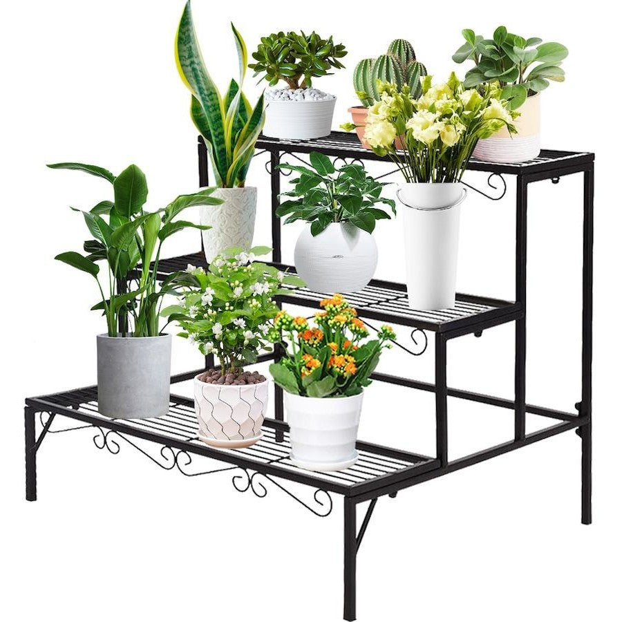 3-tier Metal Garden Plant Stand Shelf Display Rack Flower Pot Holder Storage Organizer