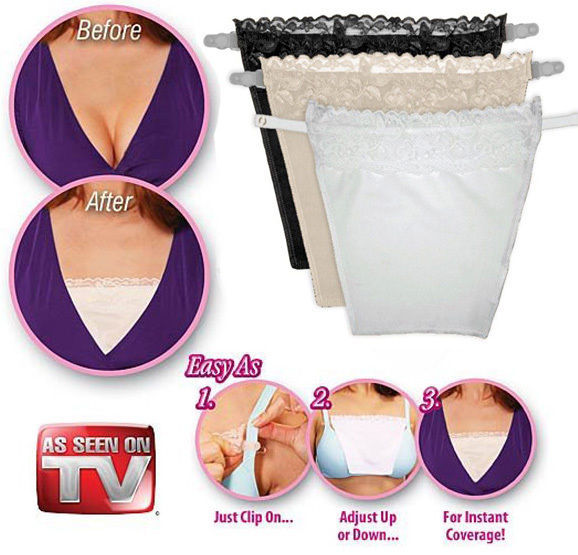 3 Pack Secret Cami Clip on Camisoles Custom Cleavage Control Lace Set Panels - grandhubs.shop