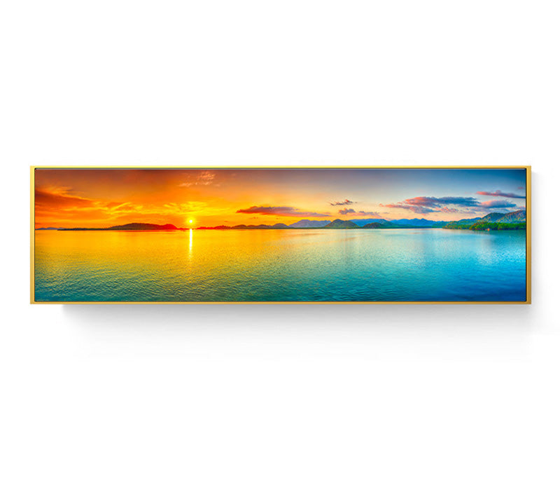 Beach Painting Framed Long Canvas Wall Art - 100cm x 30cm