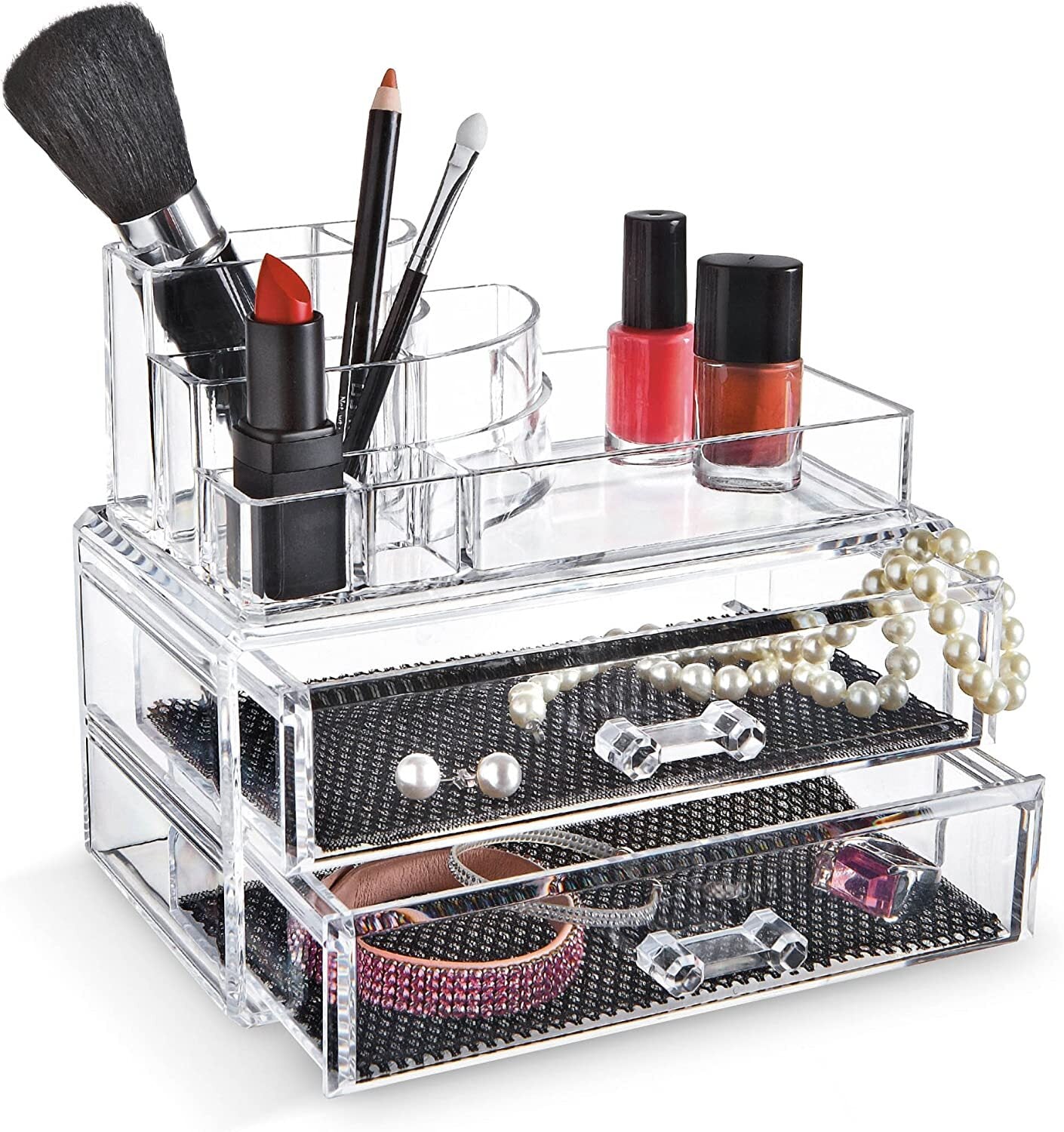 Luxe Crystal Clear Acrylic Cosmetic Organizer Makeup Container Storage - grandhubs.shop