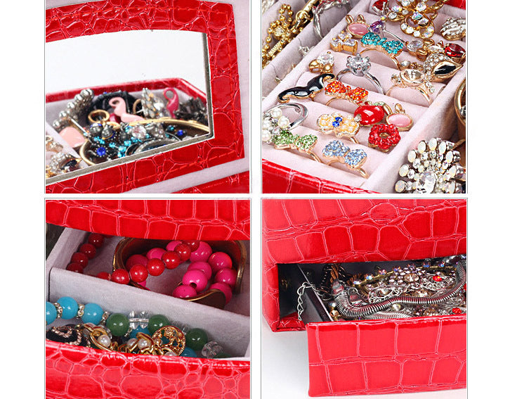Large  Luxury PU Leather Jewellery Box Storage Case (Red) - grandhubs.shop