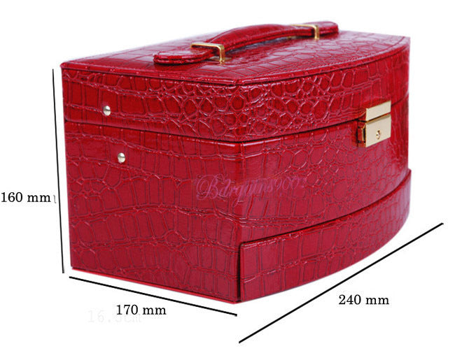Large  Luxury PU Leather Jewellery Box Storage Case (Red) - grandhubs.shop