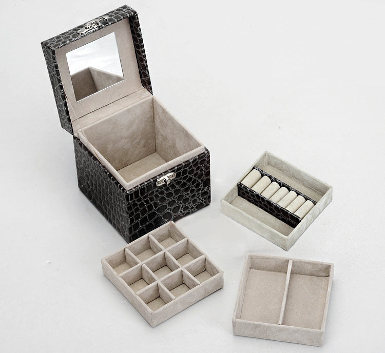 Deluxe PU Leather Jewellery Box Storage Case Organiser Gift (Black) - grandhubs.shop