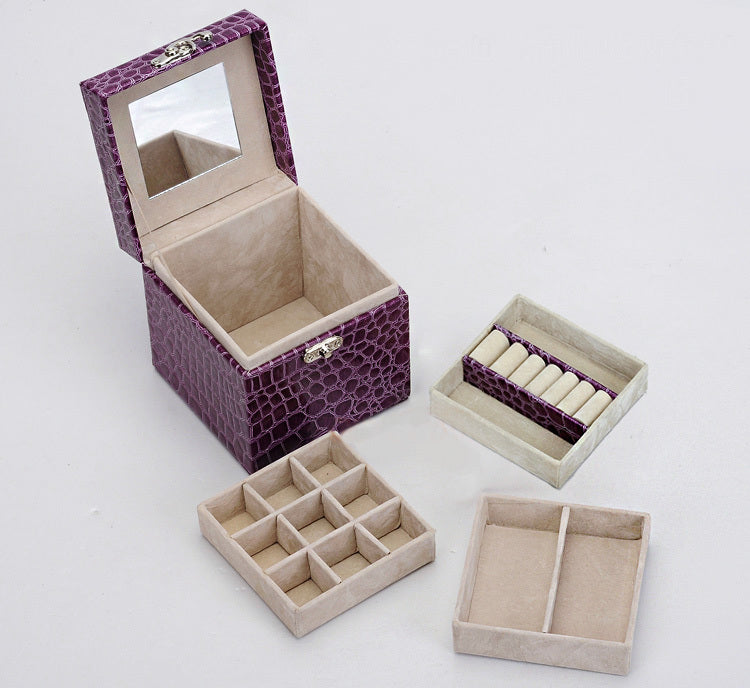 Deluxe PU Leather Jewellery Box Storage Case Organiser Gift (Purple) - grandhubs.shop