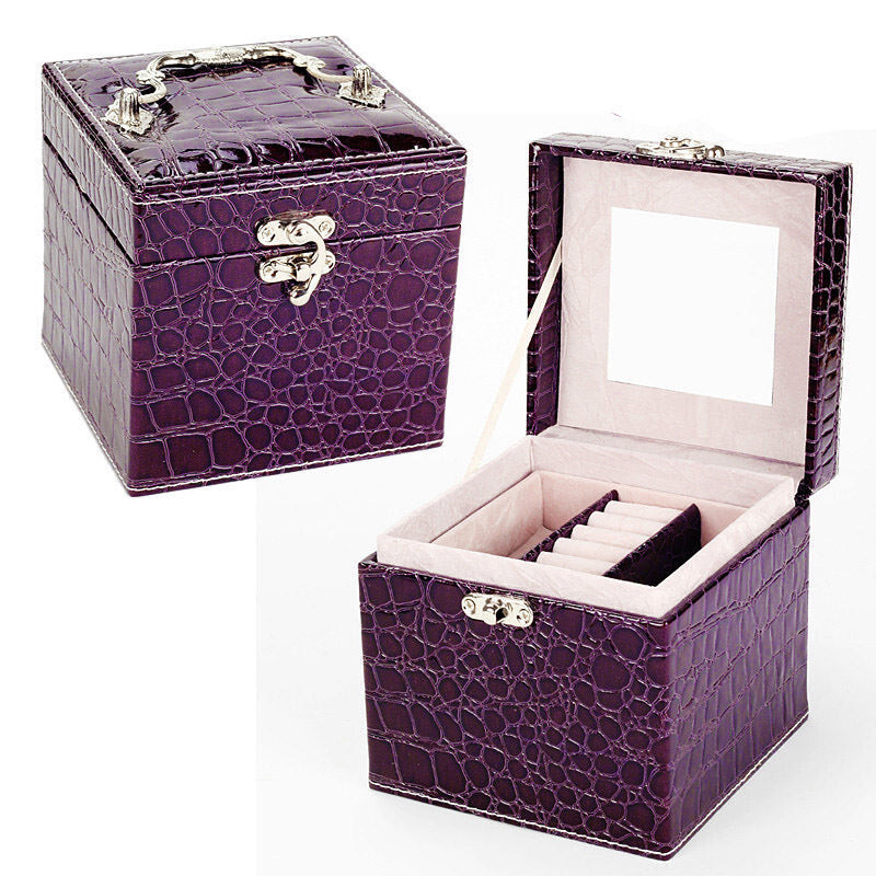 Deluxe PU Leather Jewellery Box Storage Case Organiser Gift (Purple) - grandhubs.shop