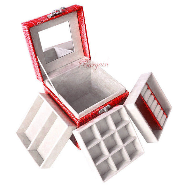 Deluxe PU Leather Jewellery Box Storage Case Organiser Gift (Red) - grandhubs.shop