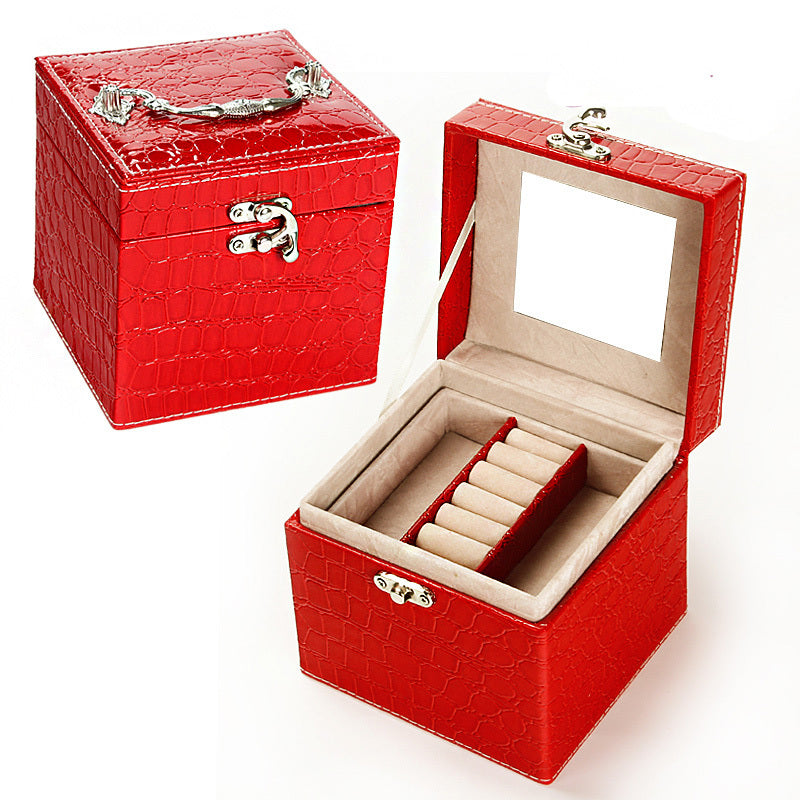 Deluxe PU Leather Jewellery Box Storage Case Organiser Gift (Red) - grandhubs.shop