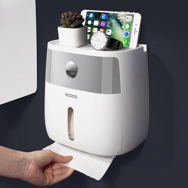 Bathroom Toilet Paper Holder Tissue Roll Dispenser Box with Drawer - grandhubs.shop