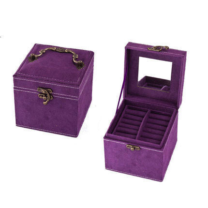 Deluxe Velvet Jewelry Box 3 Level Organiser Purple - grandhubs.shop