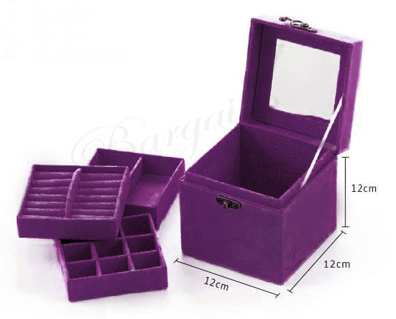 Deluxe Velvet Jewelry Box 3 Level Organiser Purple - grandhubs.shop