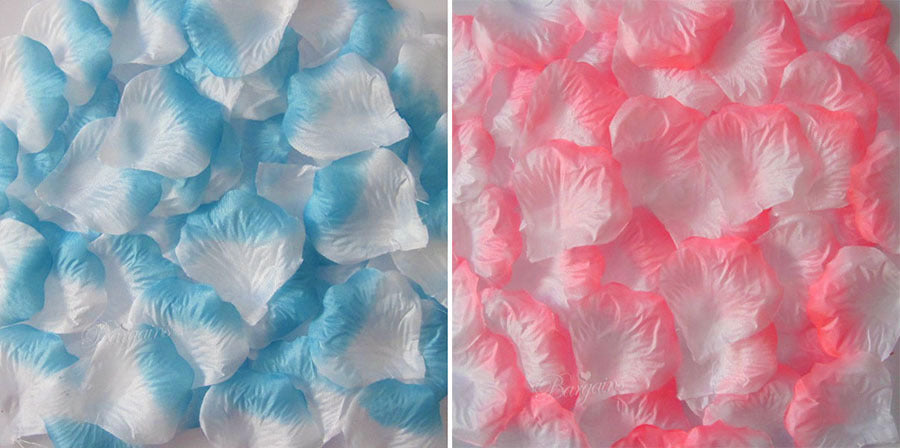 100 Wedding Bridal Flower Rose Petals (Ivory & Blue) - grandhubs.shop