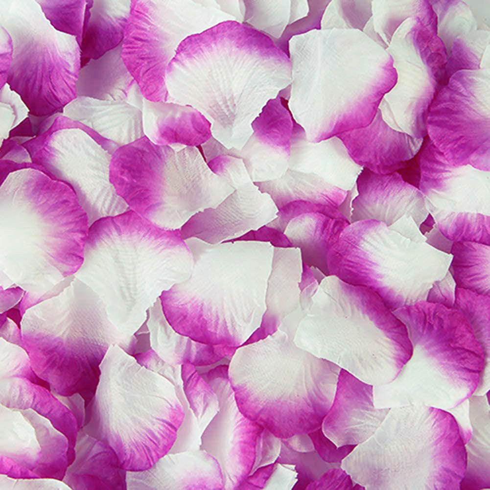 100 Wedding Bridal Flower Rose Petals (Ivory & Purple) - grandhubs.shop