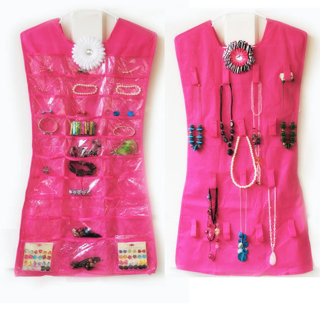 2 x Cute Little Dress Jewellery Storage Hanger (2 x Pink) - grandhubs.shop