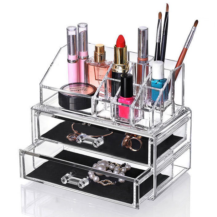 Crystal Clear Acrylic Cosmetic Organizer Makeup Storage Container Jewellery Box - grandhubs.shop
