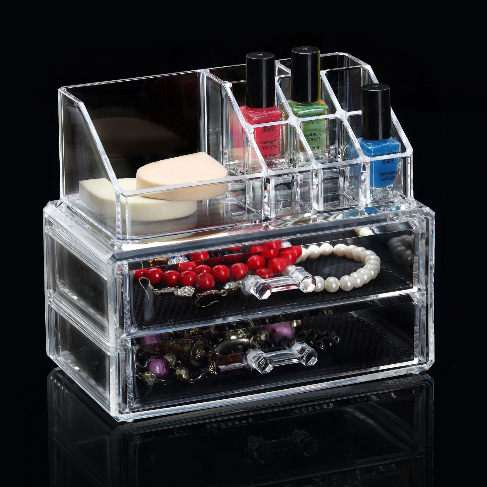 Crystal Clear Acrylic Cosmetic Organizer Makeup Storage Container Jewellery Box - grandhubs.shop