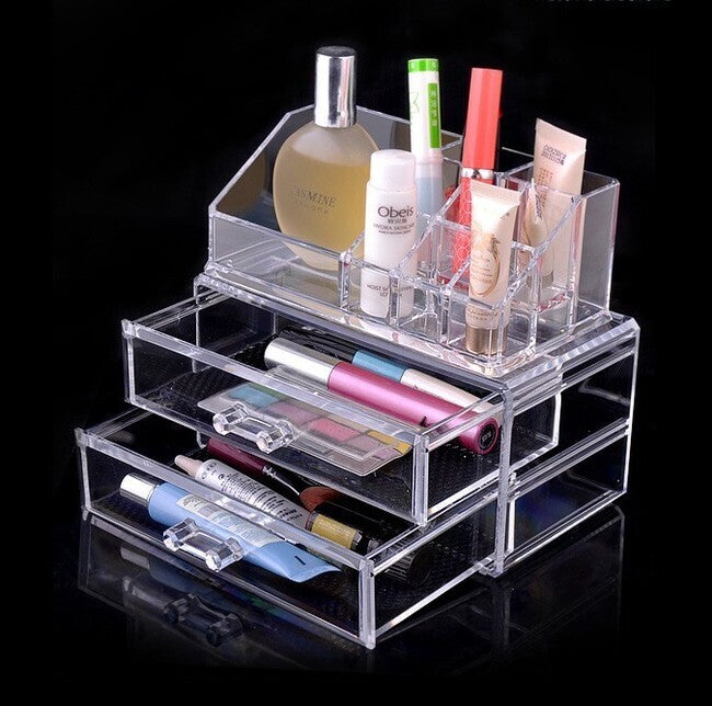 Crystal Clear Acrylic Cosmetic Organizer Makeup Storage Container Jewellery Box - grandhubs.shop