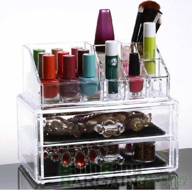 Crystal Clear Acrylic Cosmetic Organizer Makeup Storage Container Jewellery Box - grandhubs.shop
