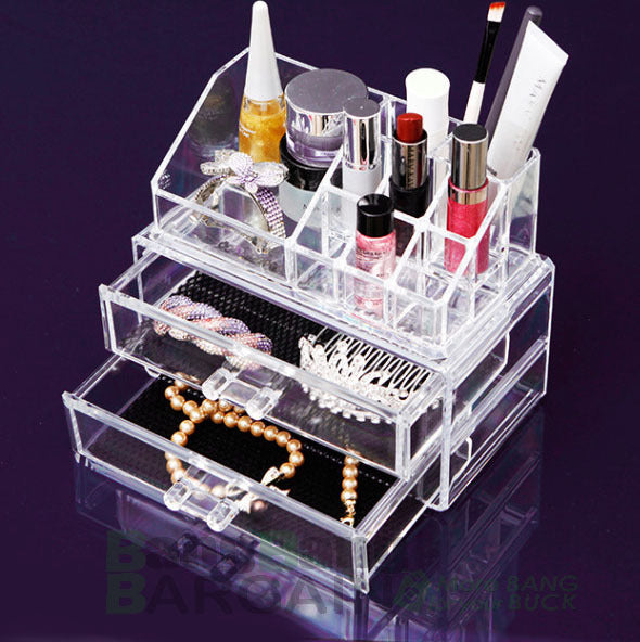 Crystal Clear Acrylic Cosmetic Organizer Makeup Storage Container Jewellery Box - grandhubs.shop