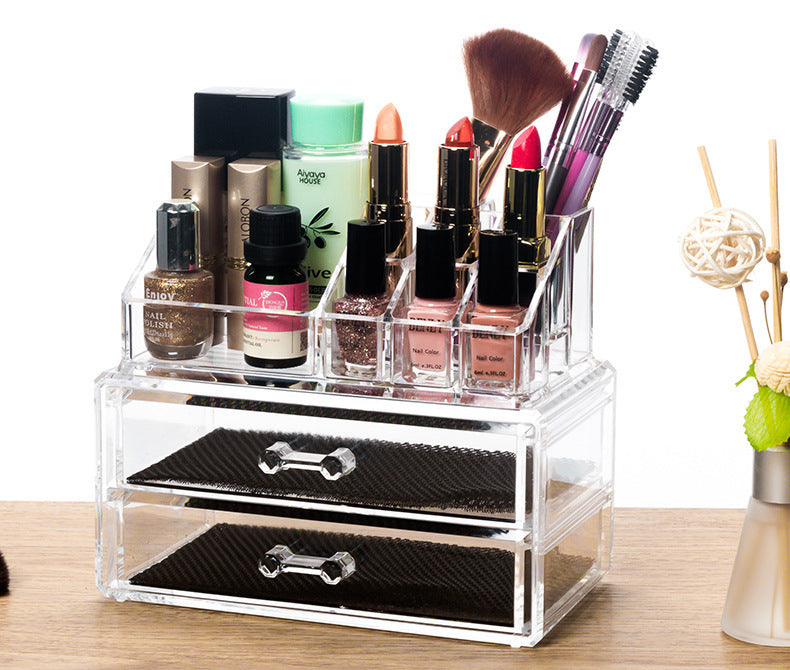 Crystal Clear Acrylic Cosmetic Organizer Makeup Storage Container Jewellery Box - grandhubs.shop