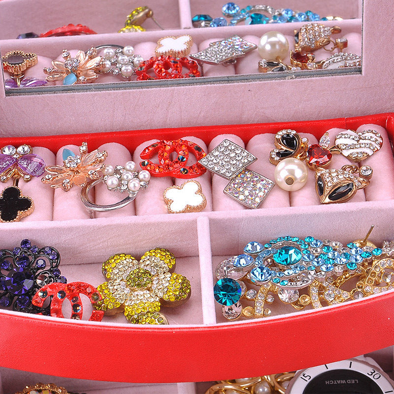 Luxury PU Leather Jewellery Box Storage Case (High Gloss Red) - grandhubs.shop