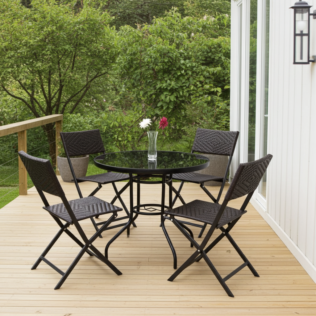 4 x Alfresco Rattan Wicker Folding Outdoor Chairs