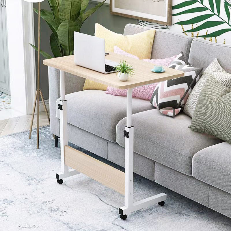 Impact Adjustable Portable Sofa Bed Side Table Laptop Desk with Wheels (White Oak)