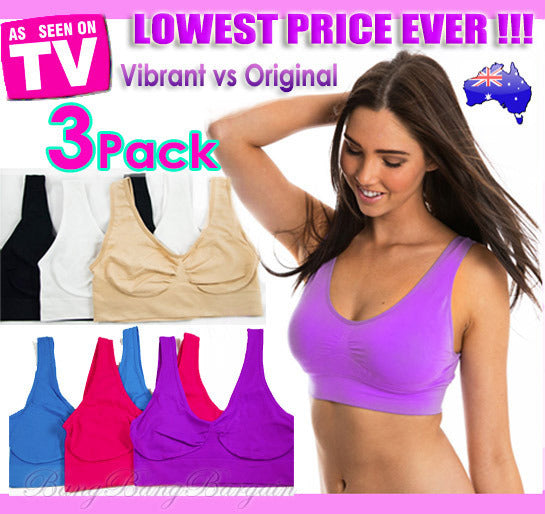 3 x Pack Ahh Seamless Sports Bras (Vibrant)