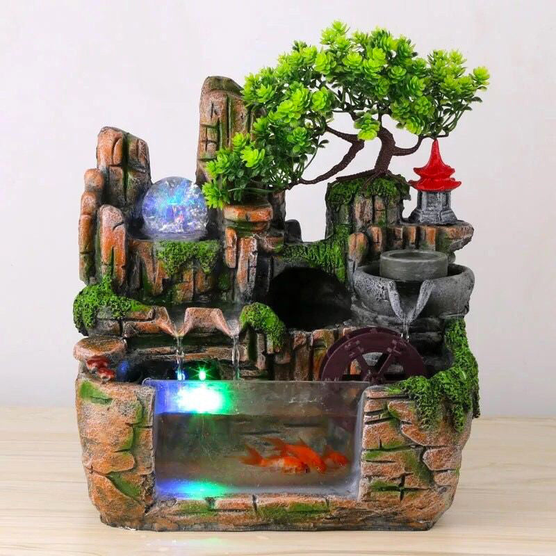 Calming Fountain Water Feature Ornament with Fish Tank - grandhubs.shop