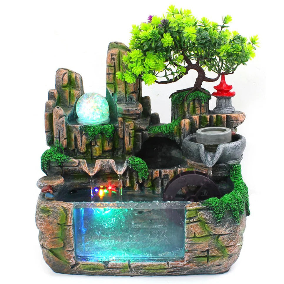 Calming Fountain Water Feature Ornament with Fish Tank - grandhubs.shop