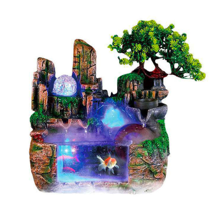 Calming Fountain Water Feature Ornament with Fish Tank - grandhubs.shop