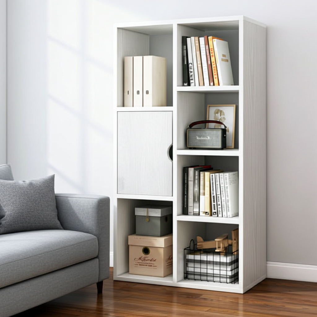 Aura Organizer Bookcase Storage Display Shelf Cabinet Closet (White)