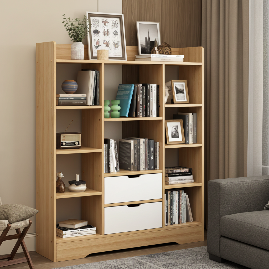 Eden Wardrobe Cupboard Bookshelf with Drawer Furniture (Oak & White)