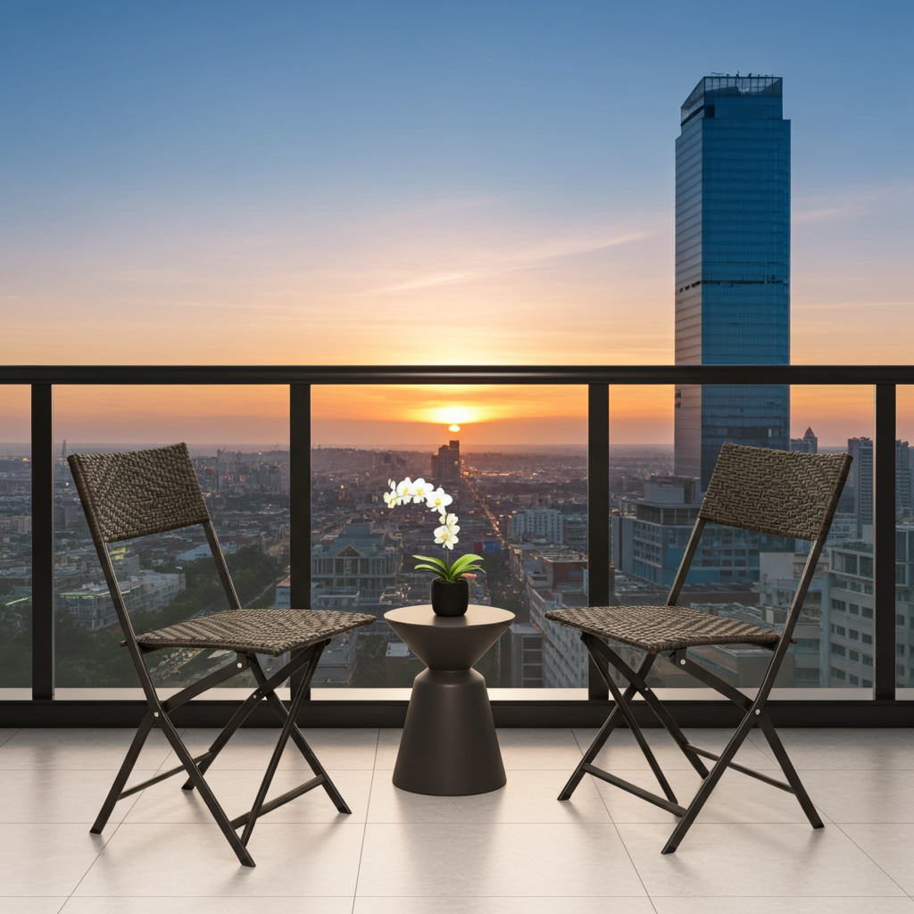 2 x Alfresco Rattan Wicker Folding Outdoor Chairs