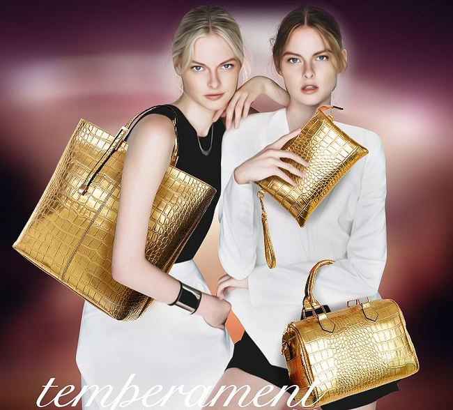 3 PCS Luxe Leather Handbag Set, Large Tote, Shoulder Bag, Clutch Purse Wallet (Red) - grandhubs.shop