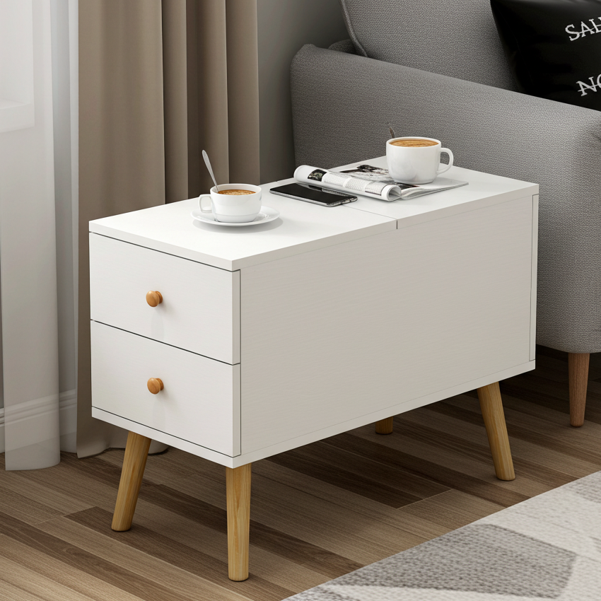 Atlantic Lift Storage Coffee Table with Drawers (White) - 90cm