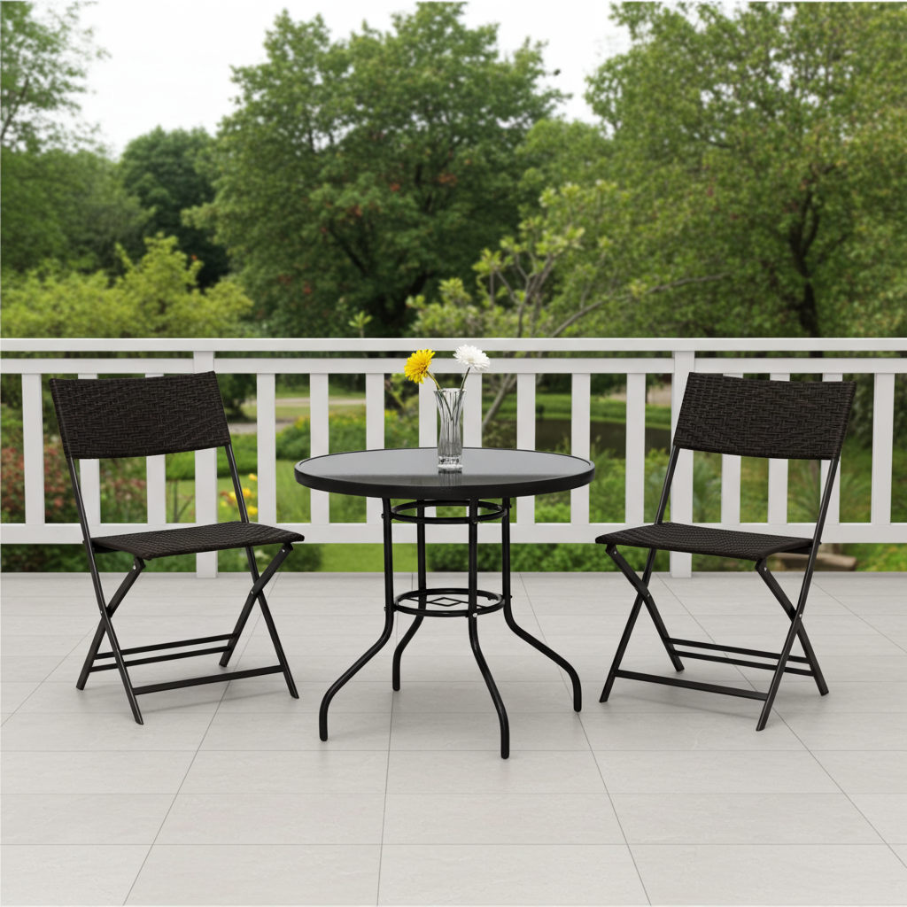 Alfresco 3 Piece Outdoor Setting (2 Rattan Chairs & Round Table)