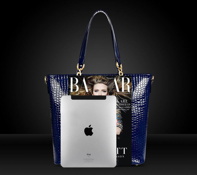 6 Pieces Leather Handbag Set Tote Shoulder Bag Clutch Purse Coin Wallet (Blue) - grandhubs.shop